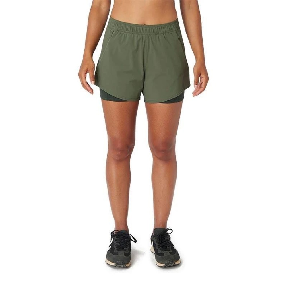 Fair Harbor Womens Olive Green 2-in-1 Running Shorts Size S Pockets Activewear